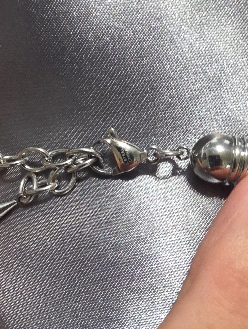 DSK Emma Sky stainless mesh Tubular Chain rose quartz discs Matching Earrings - Picture 6 of 6
